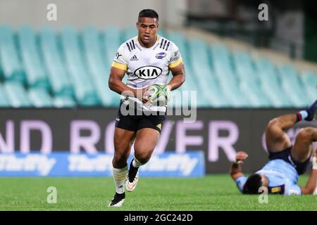 SYDNEY, AUSTRALIEN - 14. MAI: Julian Savea von den Hurricanes hat in der ersten Runde des Super Rugby Trans Tasman-Spiels zwischen den NSW Waratahs und Hurricanes am Sydney Cricket Ground am 14. Mai 2021 in Sydney, Australien, einen Versuch gemacht. (Foto von Pete Dovgan/Speed Media/Icon Sportswire). Quelle: Pete Dovgan/Speed Media/Alamy Live News Stockfoto