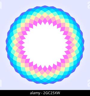 Einfache regenbogenfarbene runde Mandala-Design, Vektor-Illustration. Abstrakter runder geometrischer Rahmen Stock Vektor