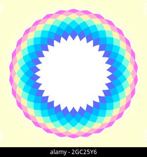 Einfache regenbogenfarbene runde Mandala-Design, Vektor-Illustration. Abstrakter runder geometrischer Rahmen Stock Vektor