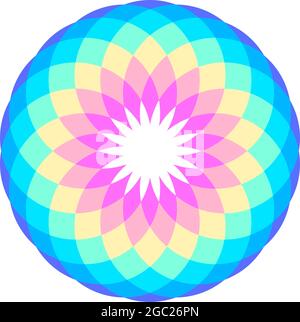 Einfache regenbogenfarbene runde Mandala-Design, Vektor-Illustration. Abstrakter runder geometrischer Rahmen Stock Vektor