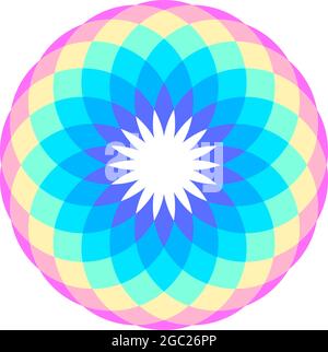 Einfache regenbogenfarbene runde Mandala-Design, Vektor-Illustration. Abstrakter runder geometrischer Rahmen Stock Vektor