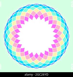 Einfache regenbogenfarbene runde Mandala-Design, Vektor-Illustration. Abstrakter runder geometrischer Rahmen Stock Vektor