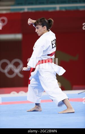 Tokyo, Japan,06/08/2021, SANCHEZ JAIME Sandra (ESP) Goldmedaille während der Olympischen Spiele Tokyo 2020, Karate Women's Kata Final Bout am 5. August 2021 in Nippon Budokan in Tokio, Japan - Foto Foto Kishimoto / DPPI Stockfoto