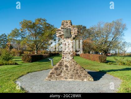 Herbin Cross an der Grand-Pré National Historic Site, Wolfville, Nova Scotia, Kanada. Ein UNESCO-Weltkulturerbe. Stockfoto