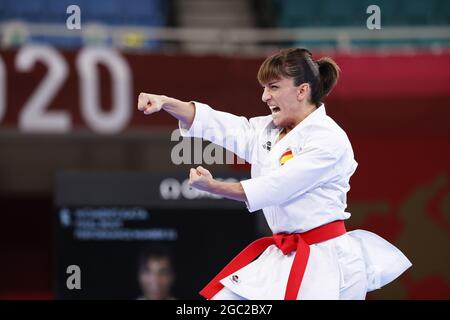 Tokyo, Japan,06/08/2021, SANCHEZ JAIME Sandra (ESP) Goldmedaille während der Olympischen Spiele Tokyo 2020, Karate Women's Kata Final Bout am 5. August 2021 in Nippon Budokan in Tokio, Japan - Foto Foto Kishimoto / DPPI Stockfoto