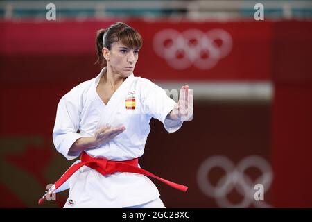 Tokyo, Japan,06/08/2021, SANCHEZ JAIME Sandra (ESP) Goldmedaille während der Olympischen Spiele Tokyo 2020, Karate Women's Kata Final Bout am 5. August 2021 in Nippon Budokan in Tokio, Japan - Foto Foto Kishimoto / DPPI Stockfoto