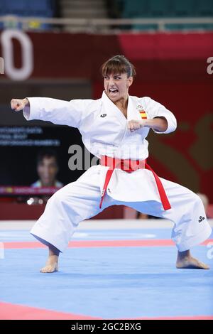 Tokyo, Japan,06/08/2021, SANCHEZ JAIME Sandra (ESP) Goldmedaille während der Olympischen Spiele Tokyo 2020, Karate Women's Kata Final Bout am 5. August 2021 in Nippon Budokan in Tokio, Japan - Foto Foto Kishimoto / DPPI Stockfoto