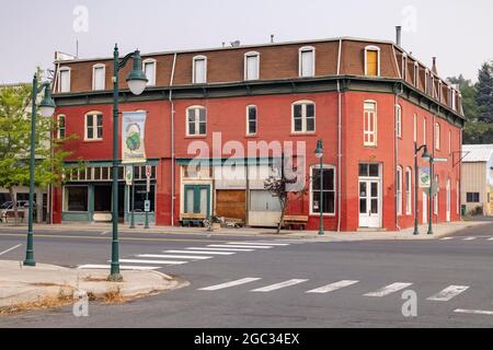 Shuttered Block an der Main Street, Palouse, Washington State, USA, illustriert den Zerfall der Kleinstadt Stockfoto