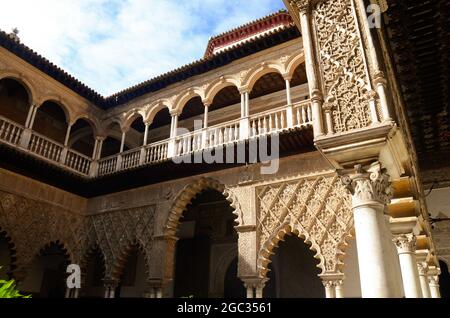 Der Königliche Alcázar von Sevilla, allgemein bekannt als der Alcázar von Sevilla, ist ein königlicher Palast in Sevilla, Spanien Stockfoto