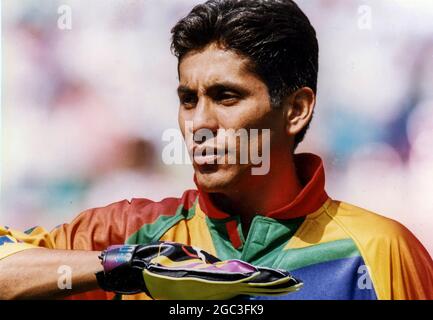 Der mexikanische WM-Torwart Jorge Campos vor einem Spiel Stockfoto