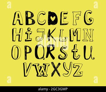 Englisch Kinder abc mit Doodle niedlichen Buchstaben Stock Vektor