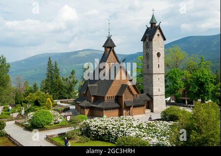 Stabkirche Vang, Karpacz, Kreis Jelenia Góra, Woiwodschaft Niederschlesien, Südwestpolen Stockfoto