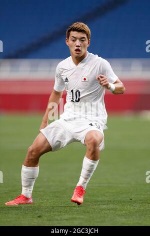 Saitama, Japan. August 2021. Ritsu Doan (JPN) Fußball/Fußball : Olympische Spiele Tokio 2020 Männerfußball Bronzemedaillenspiel zwischen Mexiko 3-1 Japan im Saitama Stadium in Saitama, Japan . Quelle: Mutsu Kawamori/AFLO/Alamy Live News Stockfoto