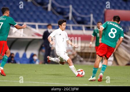 Saitama, Japan. August 2021. Takefusa Kubo (JPN) Fußball/Fußball : Olympische Spiele Tokio 2020 Männerfußball Bronzemedaillenspiel zwischen Mexiko 3-1 Japan im Saitama Stadium in Saitama, Japan . Quelle: Mutsu Kawamori/AFLO/Alamy Live News Stockfoto