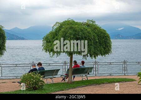 Seeufer, Stresa, Lago Maggiore, Piemont, Italien Stockfoto