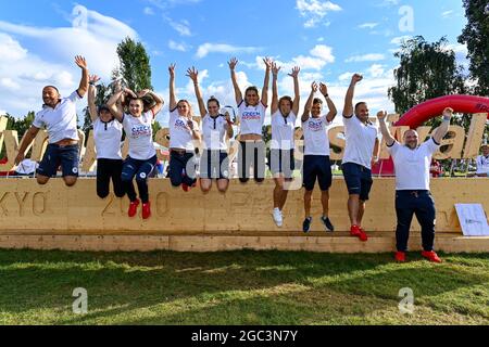 Prag, Tschechische Republik. August 2021. Am 6. August 2021 fand im Rahmen des Olympischen Festivals Tokyo 2020 in Prag, Tschechische Republik, eine feierliche Begrüßung der tschechischen Olympiateilnehmer von den Olympischen Sommerspielen in Tokio 2020 statt. Quelle: VIT Simanek/CTK Photo/Alamy Live News Stockfoto