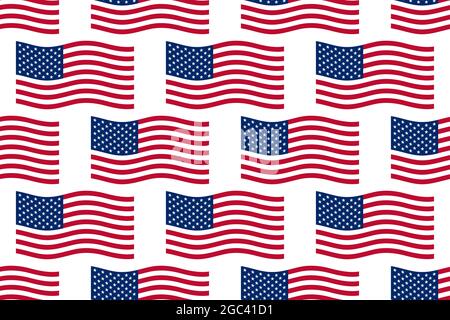 Nahtloses Muster der wehenden Flagge der Vereinigten Staaten von Amerika Stock Vektor