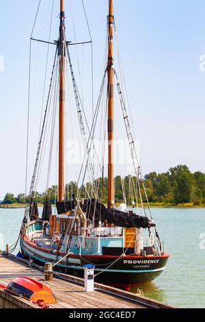 Bild des Segelschiffs Providence auf dem Britannia Ship Yard in Steveston British Columbia, Kanada Stockfoto