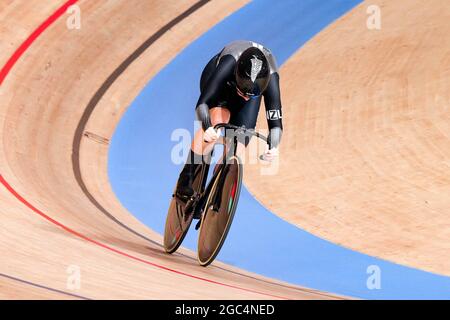 Shizuoka, Japan. August 2021. Kirstie James (NZL) Radfahren : Sprint-Qualifikation der Frauen während der Olympischen Spiele 2020 in Tokio auf dem Izu Velodrome in Shizuoka, Japan. Quelle: Shutaro Mochizuki/AFLO/Alamy Live News Stockfoto