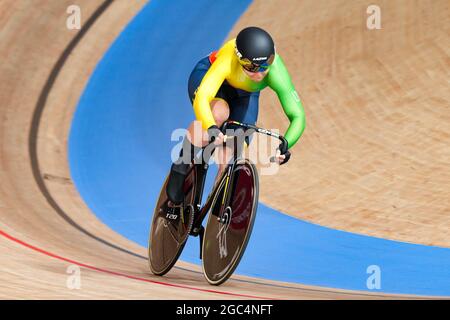 Shizuoka, Japan. August 2021. Migle Marozaite (LTU) Radfahren : Sprint-Qualifikation der Frauen während der Olympischen Spiele 2020 in Tokio auf dem Izu Velodrome in Shizuoka, Japan. Quelle: Shutaro Mochizuki/AFLO/Alamy Live News Stockfoto
