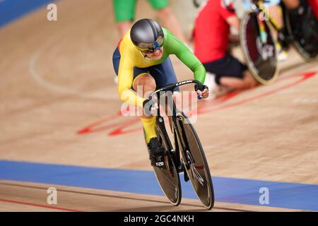 Shizuoka, Japan. August 2021. Simona Krupeckaite (LTU) Radfahren : Sprint-Qualifikation der Frauen während der Olympischen Spiele 2020 in Tokio auf dem Izu Velodrome in Shizuoka, Japan. Quelle: Shutaro Mochizuki/AFLO/Alamy Live News Stockfoto
