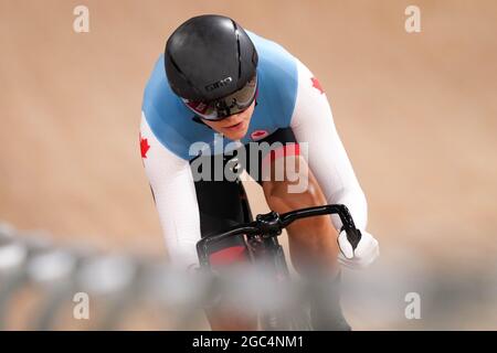 Shizuoka, Japan. August 2021. Kelsey Mitchell (CAN) Cycling : Frauen Sprint Qualifying während der Olympischen Spiele in Tokio 2020 auf dem Izu Velodrome in Shizuoka, Japan . Quelle: Shutaro Mochizuki/AFLO/Alamy Live News Stockfoto