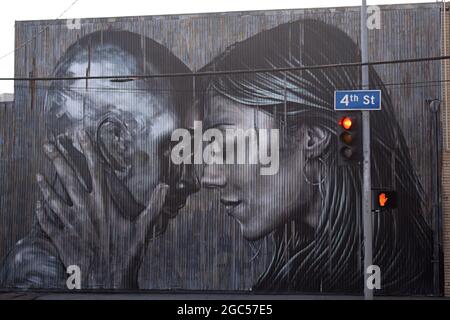 Wandbild von Christina Angelina. Das Arts District. Downtown Los Angeles, Kalifornien, USA Stockfoto