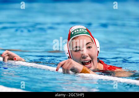 Tokio, Japan. August 2021. TOKIO, JAPAN - 7. AUGUST: Alda Magyari aus Ungarn während des Olympischen Wasserball-Turniers 2020 in Tokio Frauen-Bronzemedaille-Spiels zwischen Ungarn und dem ROC am 7. August 2021 im Tatsumi Waterpolo Center in Tokio, Japan (Foto von Marcel ter Bals/Orange Picics) Credit: Orange Pics BV/Alamy Live News Stockfoto