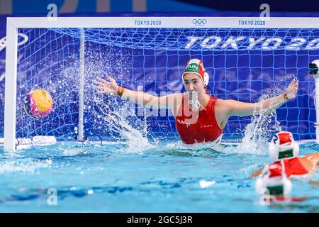 Tokio, Japan. August 2021. TOKIO, JAPAN - 7. AUGUST: Alda Magyari aus Ungarn während des Olympischen Wasserball-Turniers 2020 in Tokio Frauen-Bronzemedaille-Spiels zwischen Ungarn und dem ROC am 7. August 2021 im Tatsumi Waterpolo Center in Tokio, Japan (Foto von Marcel ter Bals/Orange Picics) Credit: Orange Pics BV/Alamy Live News Stockfoto