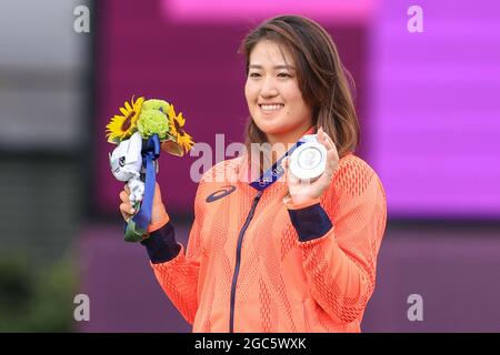 Saitama, Japan. August 2021. Mone Inami (JPN) Golf : Medaillenzeremonie während der Olympischen Spiele 2020 in Tokio im Kasumigaseki Country Club in Saitama, Japan. Quelle: AFLO SPORT/Alamy Live News Stockfoto