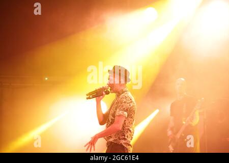 30. JULI 2021 - GENUA (ITALIEN): Die italienische Popband Subsonica spielt beim Goa-Boa Festival in Genua. Italien Stockfoto