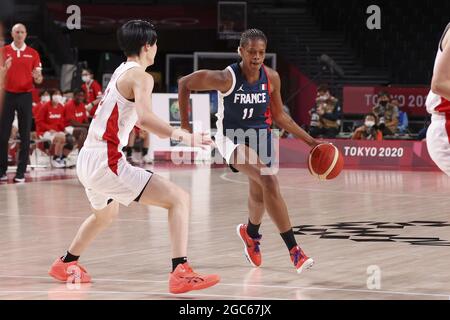 Tokio, Japan. August 2021. VUKOSAVLJEVIC Valeriane (11) während der Olympischen Spiele Tokio 2020, Basketball-Halbfinale, Japan - Frankreich am 6. August 2021 in der Saitama Super Arena in Tokio, Japan - Foto Ann-Dee Lamour / CDP MEDIA / DPPI Credit: Independent Photo Agency/Alamy Live News Stockfoto