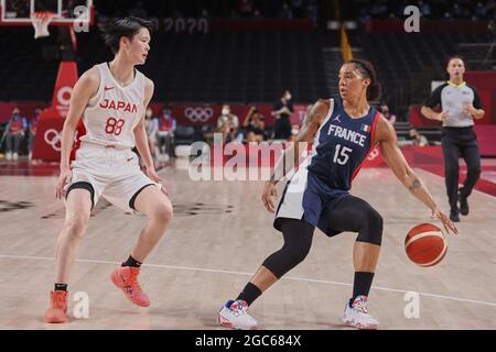 Tokio, Japan. August 2021. WILLIAMS Gabby (15) während der Olympischen Spiele Tokio 2020, Basketball-Halbfinale, Japan - Frankreich am 6. August 2021 in der Saitama Super Arena in Tokio, Japan - Foto Ann-Dee Lamour / CDP MEDIA / DPPI Credit: Independent Photo Agency/Alamy Live News Stockfoto