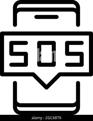 SOS-Smartphone-Symbol Umrissvektor. Notausschalter. Hilfe zu Alarmen Stock Vektor