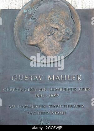 Relief von Gustav Mahler an der Staatsoper, Oper in Hamburg in Deutschland Stockfoto