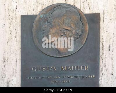 Relief von Gustav Mahler an der Staatsoper, Oper in Hamburg in Deutschland Stockfoto