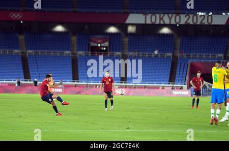 Tokio, Japan. August 2021. 7. August 2021; Internationales Stadion Yokohama, Yokohama, Präfektur Kanagawa, Japan; Tokyo 2020 Olymoic Summer Games, Football final, Brasilien, gegen Spanien; Credit: Action Plus Sports Images/Alamy Live News Stockfoto