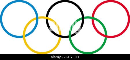 Das fünf-Ring-Symbol der Illustration der Olympischen Spiele. Tokyo Olympic fünf Ring Vektor-Design. Stockfoto