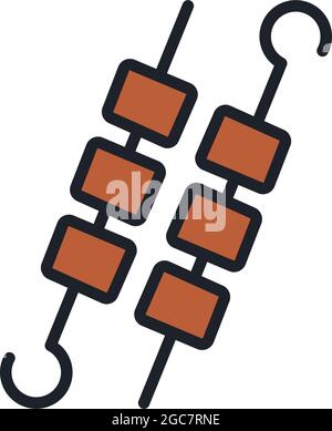 Symbol für Barbecue-grillspieße. Vektor isolierte lineare Farbe Symbol Kontur Form Umriss. Dünne Linie. Modernes Glyphen-Design. Fleischerzeugnisse. Lebensmittelzutaten Stock Vektor