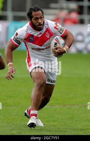 Saint Helens' Agnatius Paasi in Aktion während des Betfred Super League-Spiels im total Wicked Stadium, St. Helens. Bilddatum: Samstag, 7. August 2021. Stockfoto