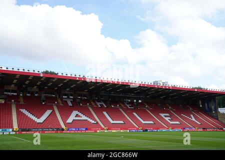 Eine allgemeine Ansicht von Alan Curbishley steht im The Valley, London, vor dem Sky Bet Championship-Spiel. Bilddatum: Samstag, 7. August 2021. Stockfoto