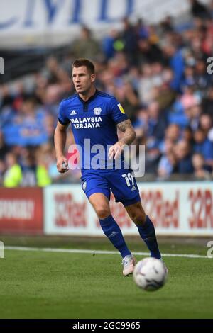 CARDIFF, GROSSBRITANNIEN. 7. AUGUST James Collins aus Cardiff City während des Sky Bet Championship-Spiels zwischen Cardiff City und Barnsley im Cardiff City Stadium, Cardiff am Samstag, den 7. August 2021. (Kredit: Jeff Thomas | MI Nachrichten) Kredit: MI Nachrichten & Sport /Alamy Live Nachrichten Stockfoto