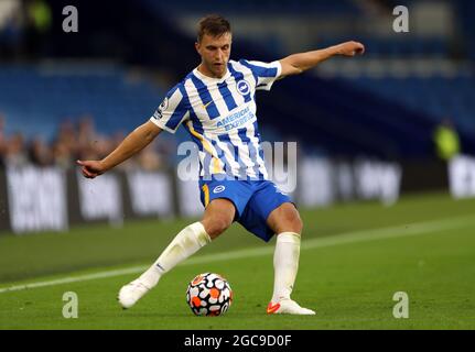 Brighton und Joel Veltman von Hove Albion während des Freundschaftsspiel vor der Saison im AMEX Stadium in Brighton. Bilddatum: Samstag, 7. August 2021. Stockfoto