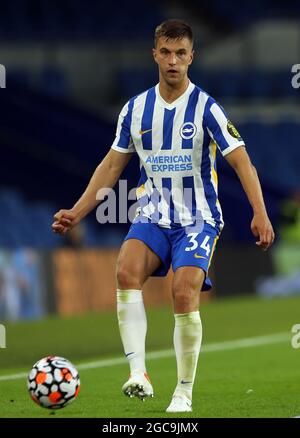 Brighton und Joel Veltman von Hove Albion während des Freundschaftsspiel vor der Saison im AMEX Stadium in Brighton. Bilddatum: Samstag, 7. August 2021. Stockfoto