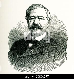 Die Bildunterschrift zu dieser Illustration von 1903 in Gaston Masperos Buch über die Geschichte Ägyptens lautet: „Ferdinand de Lesseps“. Ferdinand Marie, vicomte de Lesseps (gestorben 1894), war ein französischer Diplomat und später Entwickler des Suezkanals, der 1869 dem Mittelmeer und dem Roten Meer beitrat und die Segelstrecken und -Zeiten zwischen Europa und Ostasien erheblich reduzierte. Stockfoto