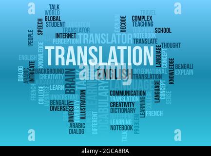 Hintergrund Des Geschäftskonzepts, Übersetzung Word Cloud Design Vektorvorlage Stock Vektor