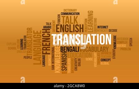 Hintergrund Des Geschäftskonzepts, Übersetzung Word Cloud Design Vektorvorlage Stock Vektor