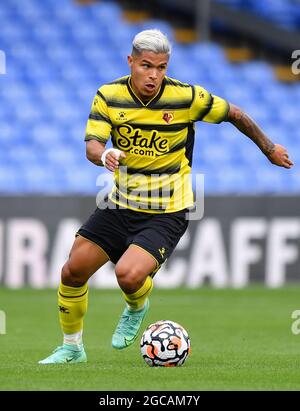 Watfords Cucho Hernandez während des Vorsaison-Freundschaftsspiel im Selhurst Park, London. Bilddatum: Samstag, 7. August 2021. Stockfoto