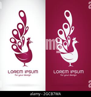 Vektor-Bild von Pfau-Design auf weißem Hintergrund und lila Hintergrund, Logo, Symbol, einfach bearbeitbare geschichteten Vektor-Illustration. Wilde Tiere. Stock Vektor