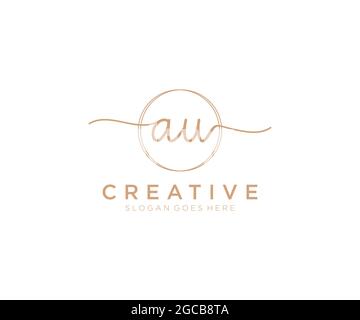 AU feminine Logo Schönheit Monogramm und elegantes Logo-Design, Handschrift Logo der ursprünglichen Signatur, Hochzeit, Mode, Blumen und botanischen mit kreativen Stock Vektor